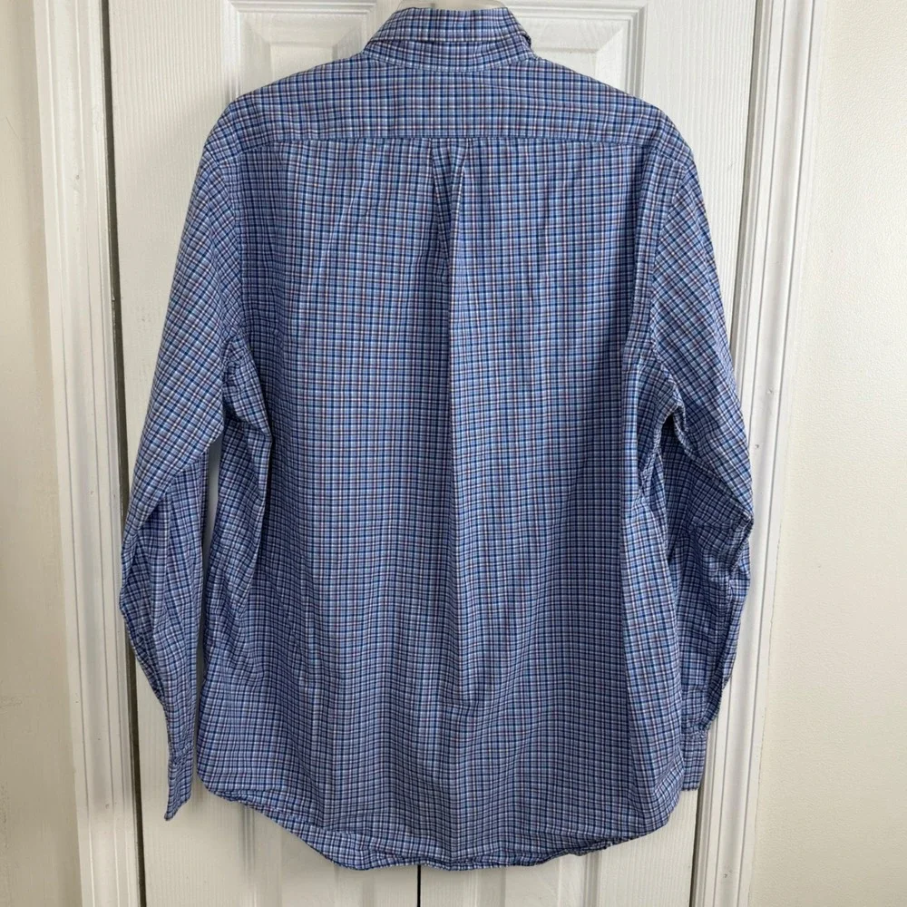 Ralph Lauren Classic Fit Plaid Button Down Shirt Mens L Blue Preppy - Picture 6 of 7